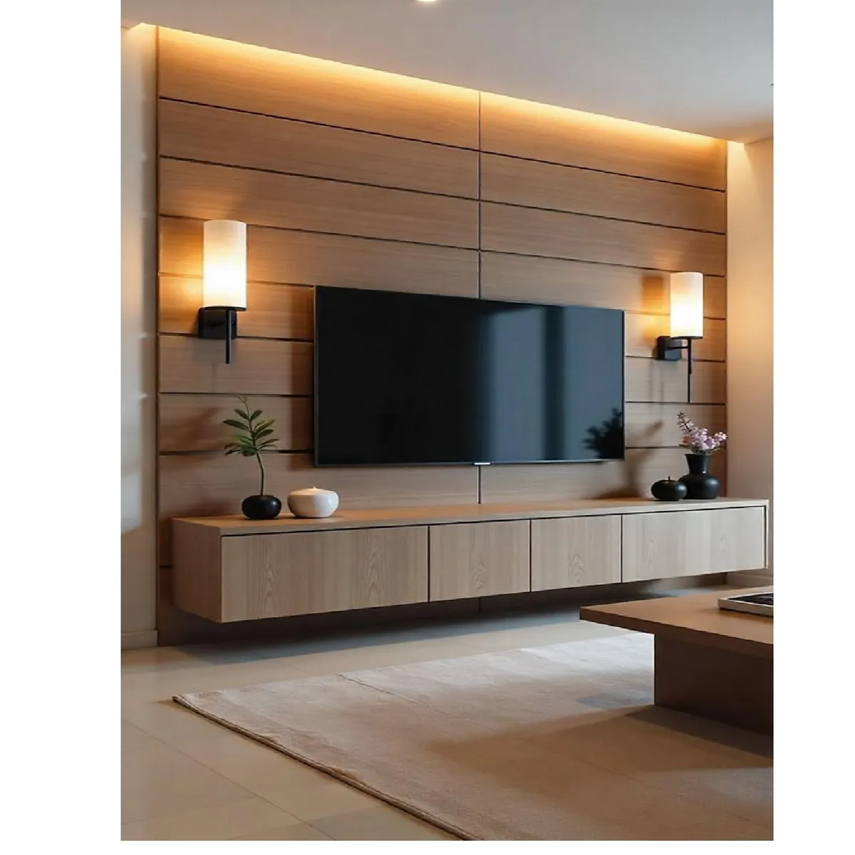 TU MESITA - Mesa de TV Flotante Osiris color Marrón 2 cajones 2 puertas TU MESITA