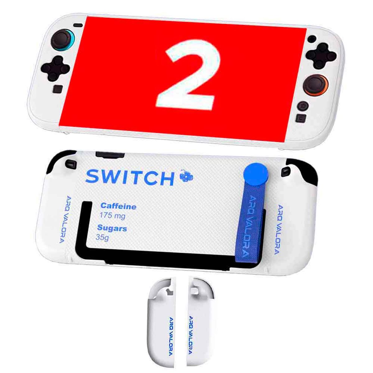 VARIOS - Case para Nintendo Switch 2 Blanco 5 Piezas Rígido con Sujetador, aq