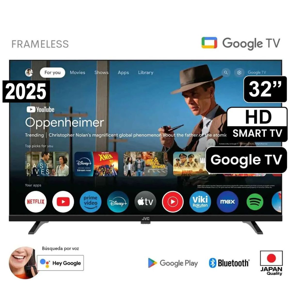 GENERICO - Televisor JVC 32'' HD Google TV Os LT-32KM158 - 2025
