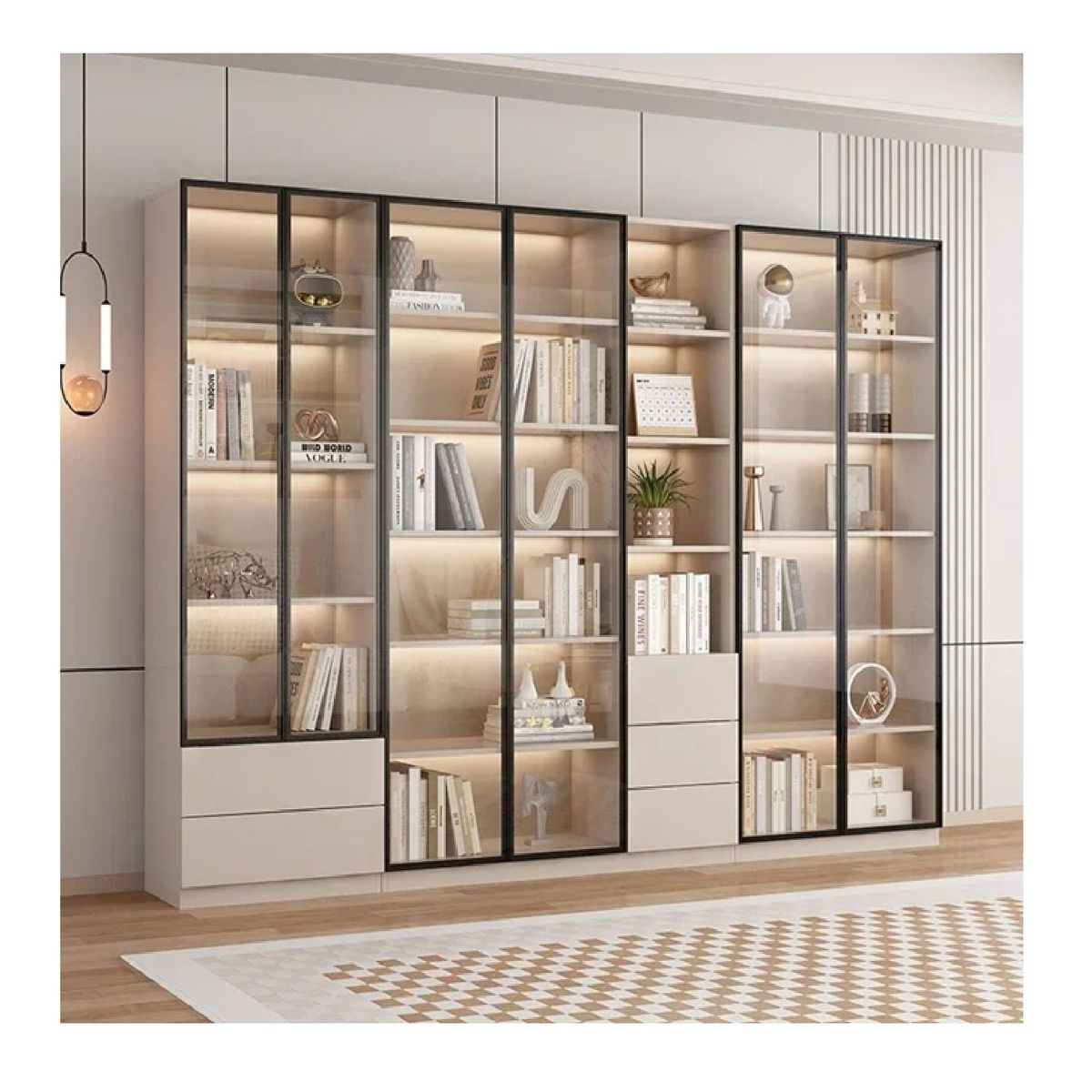 TU MESITA - Vitrina Minimalista Alexus color Capri con VidrioLuces TU MESITA