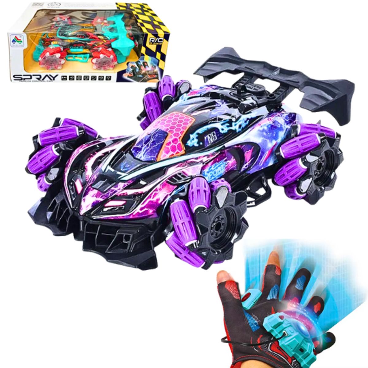 GENERICO - Juguete Didactico Auto Morado Acrobático a Control Remoto con Luces