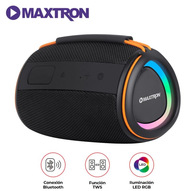 MAXTRON - Parlante Portátil Maxtron MX 301 Luces RGB Bluetooth USB TWS