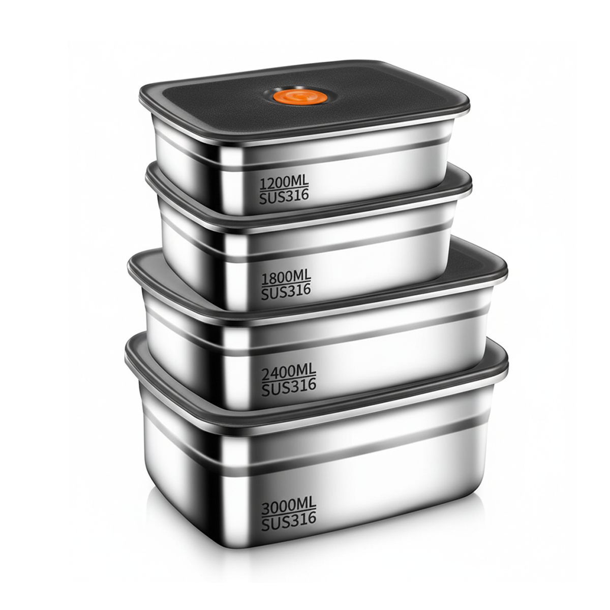 PIA COPELLO STORE - Set de 4 Contenedores de Acero Inoxidable