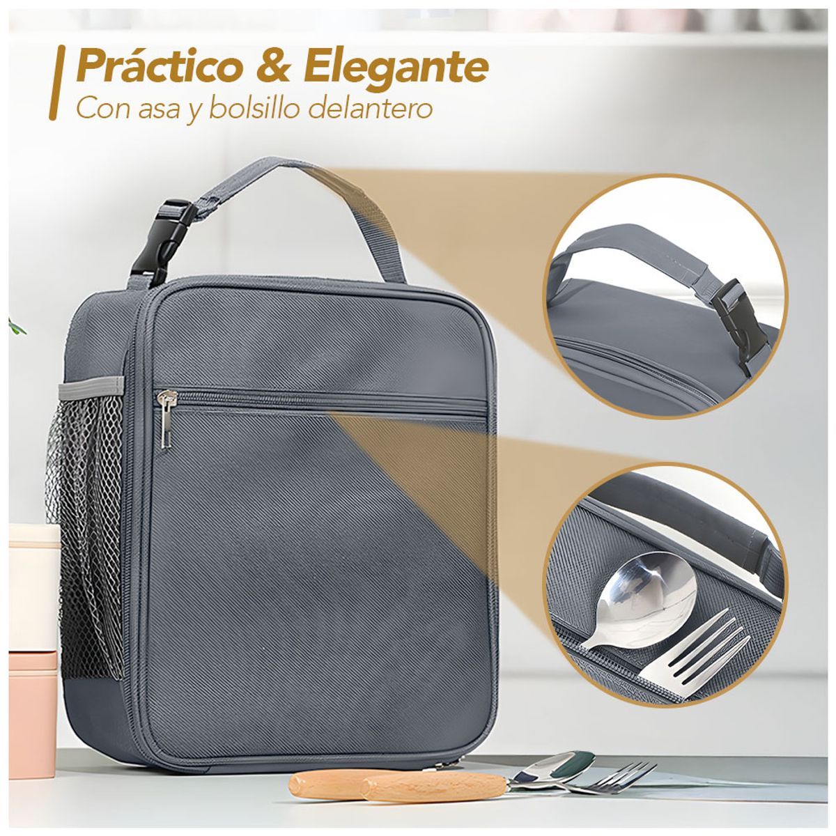 KELLER - Lonchera Térmica Impermeable con Asa Plomo B79