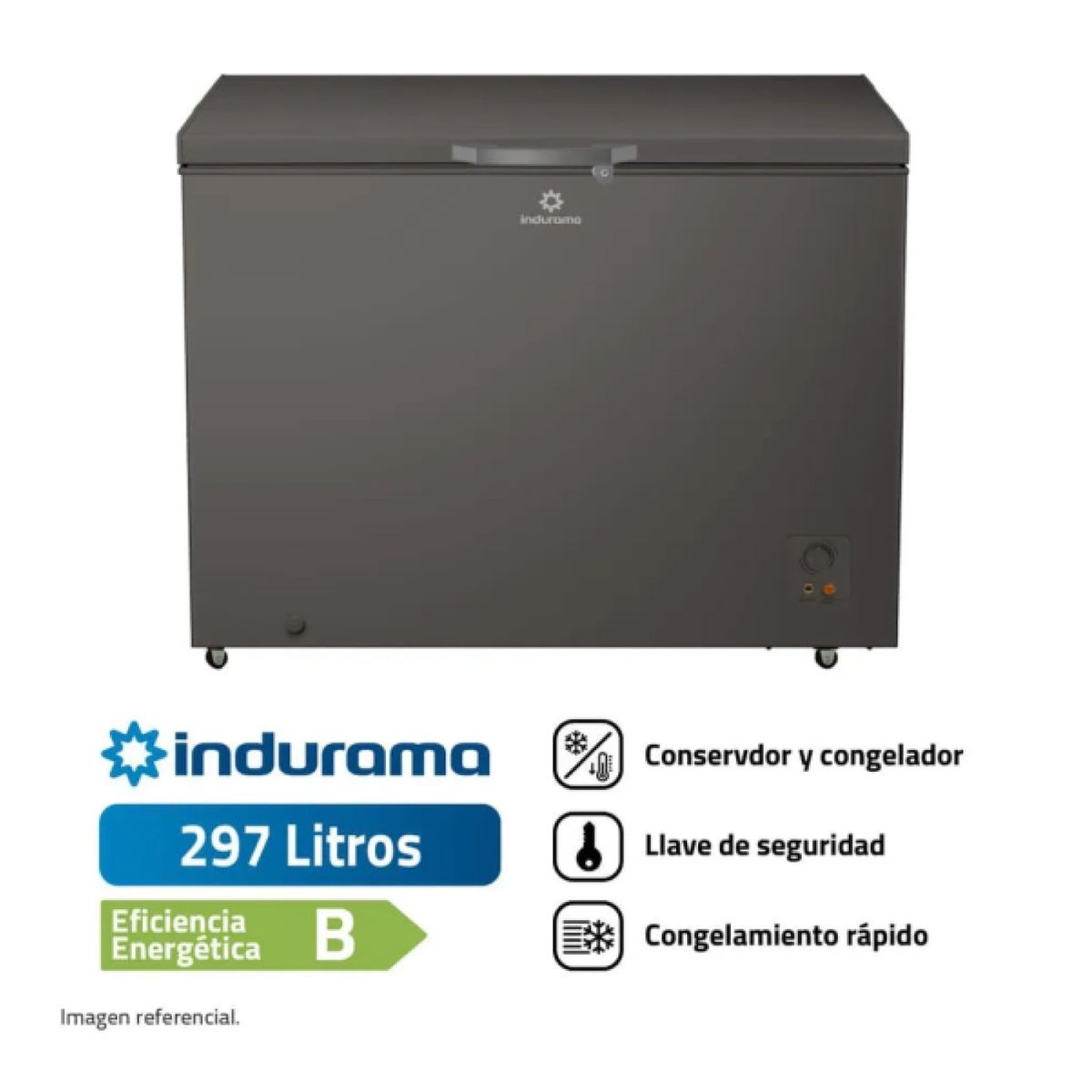 INDURAMA - Congeladora Horizontal 297 litros Defrost Gris Indurama CI-320DG