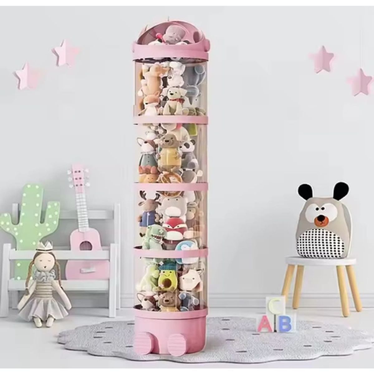 GENERICO - Organizador Peluches Almacenamiento Moderno Niños Exhibidor Estante 4 Niveles
