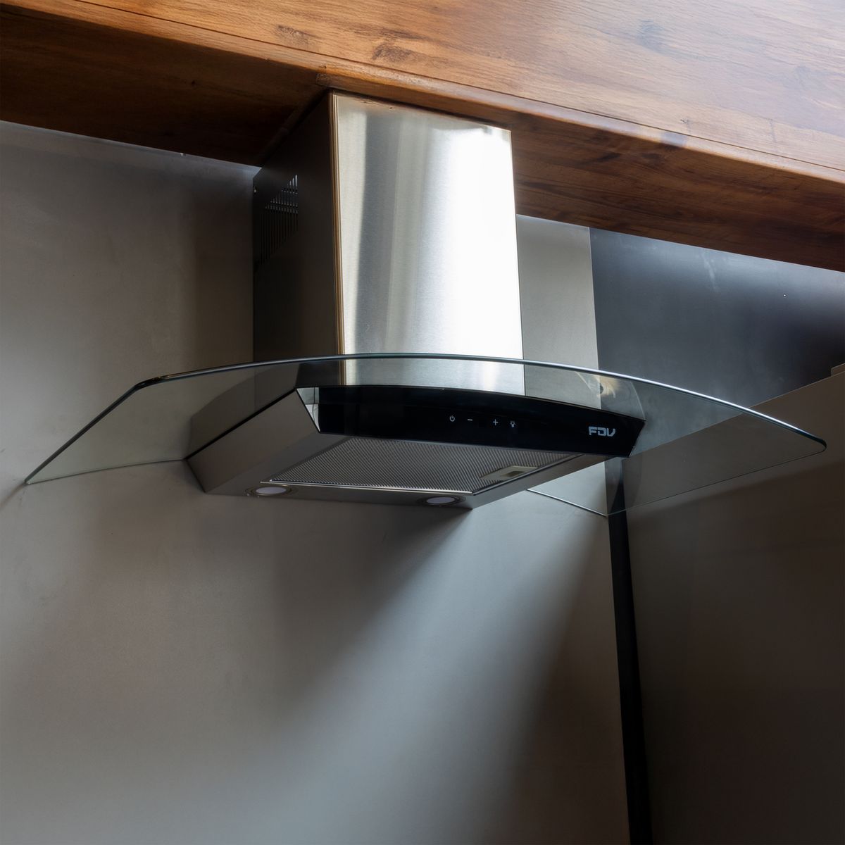 FDV - COMBO FDV CAMPANA CRYSTAL 90 + ENCIMERA CHEF GLASS 90 GLP + HORNO BLACK 70 GLP