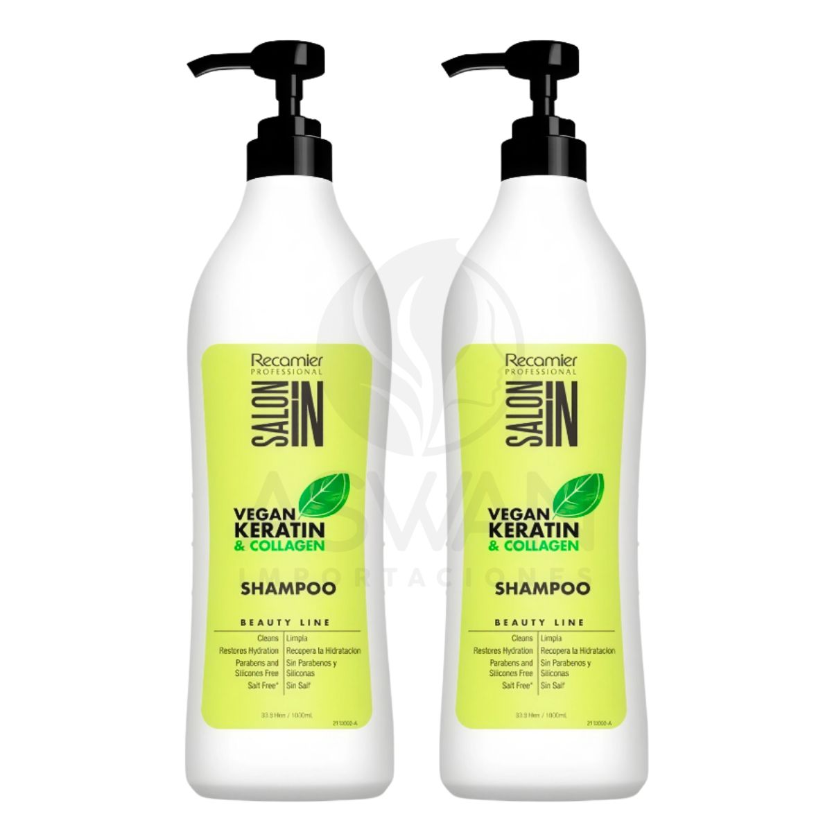GENERICO - Pack x2 Shampoo Vegan Keratin & Collagen 1000 ml - RECAMIER