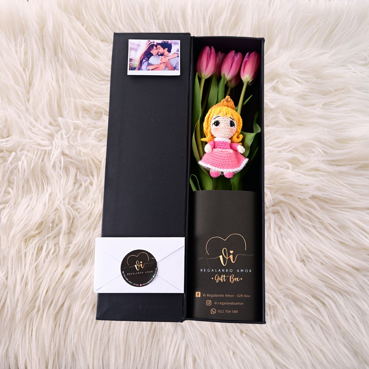 GENERICO - Box Luxury Tulipanes Fucsia + Aurora - Arreglo floral