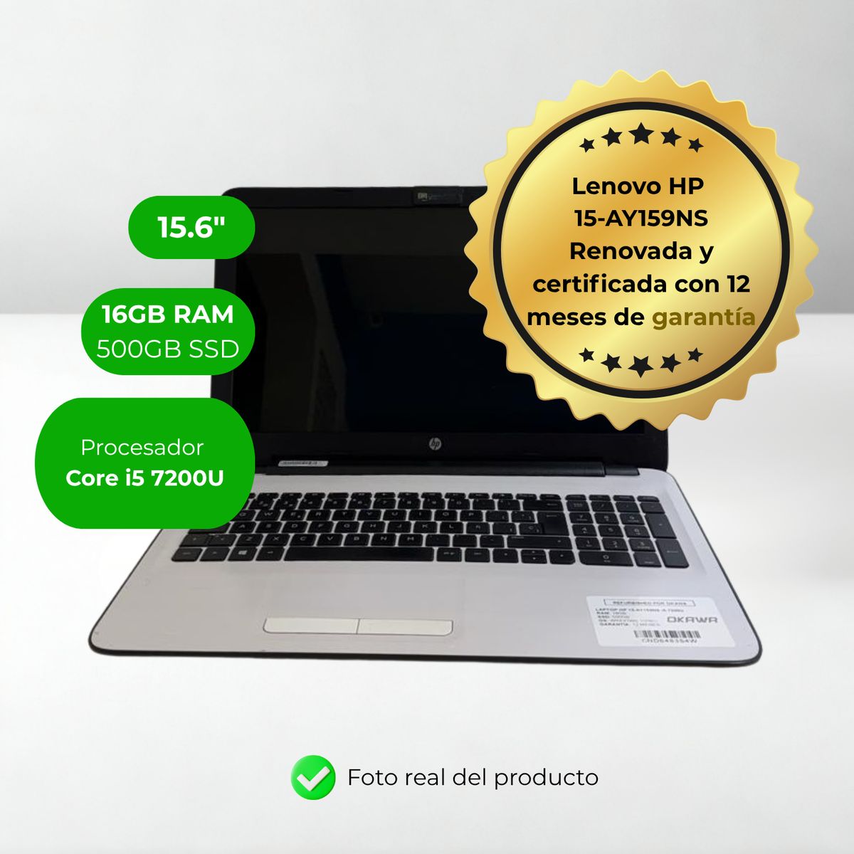 HP - Laptop HP 15-AY159NS Intel Core i5-7200 16GB 500GB SSD 15 Windows11