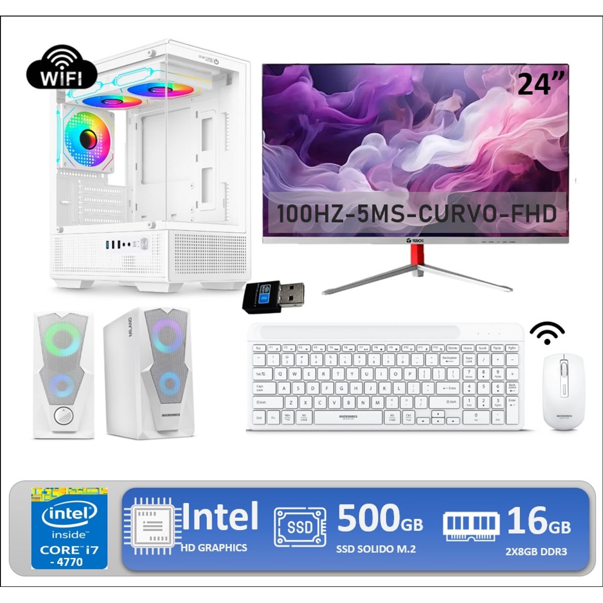 INTEL - Computadora Pc Intel Core I7 4770 Monitor 24 FDH SOLIDO 500GB RAM 16GB