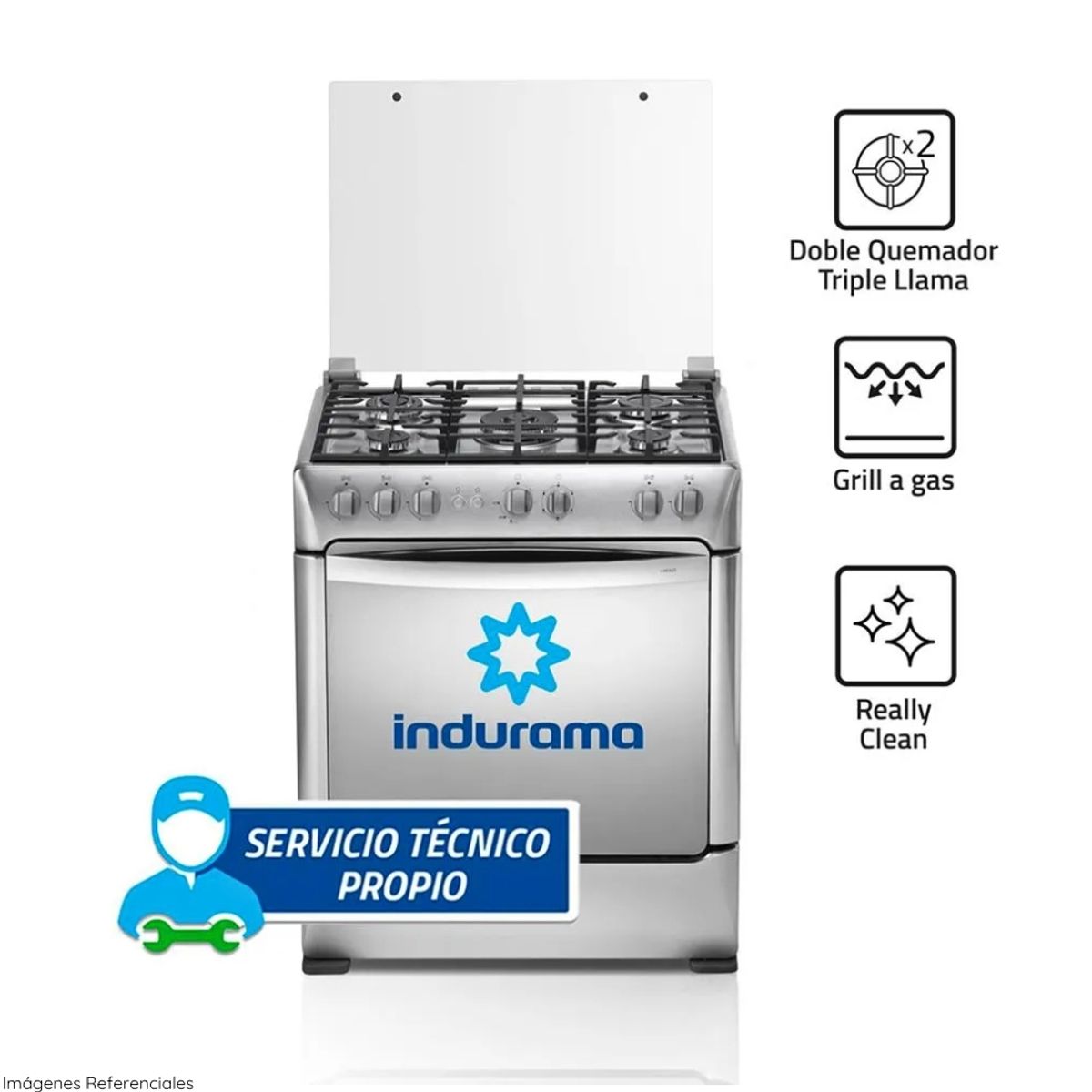 INDURAMA - Cocina Indurama 5 Hornillas Firenze Zafiro Croma