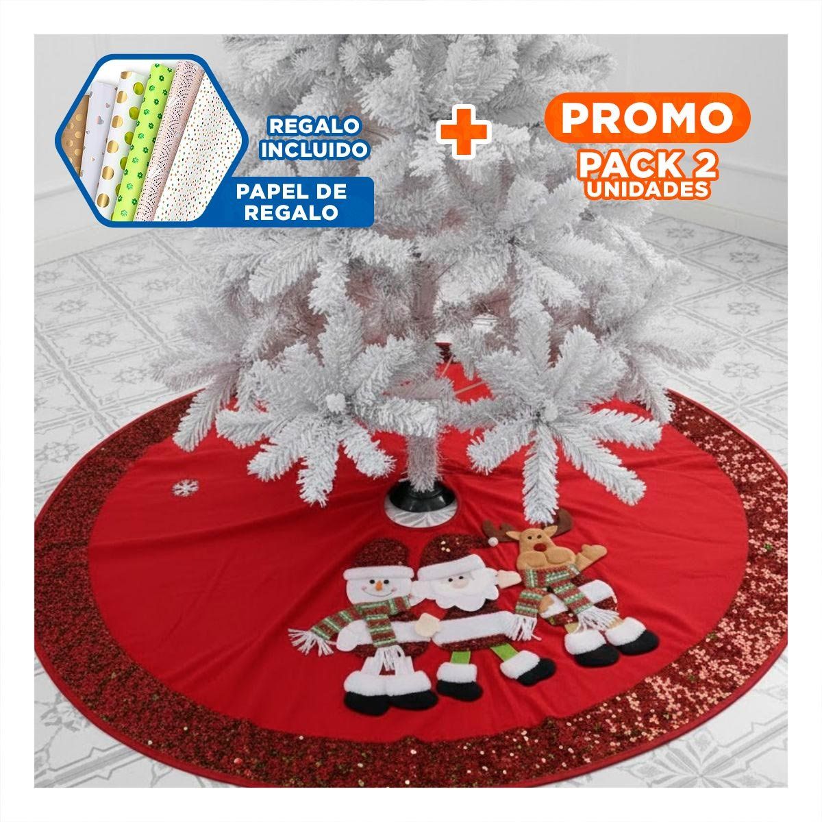 SKYBLOO - Pack2 Tapete Festivo de Arbol 1m Pata Suel Y+Papel de Regalo