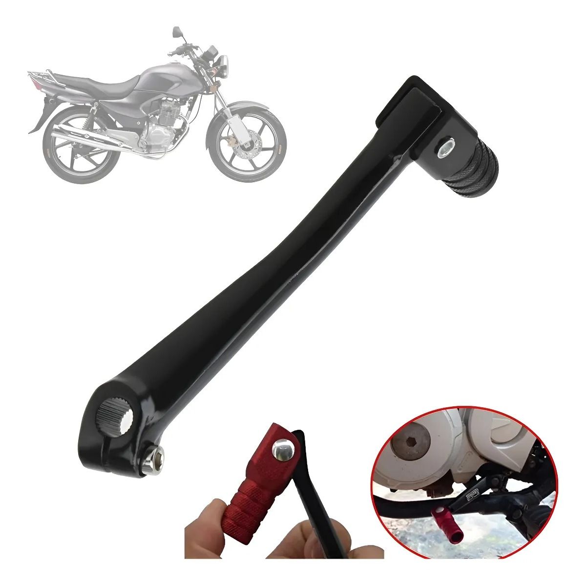 GENERICO - Palanca de Cambios Plegable Aluminio  Motocicleta Negro