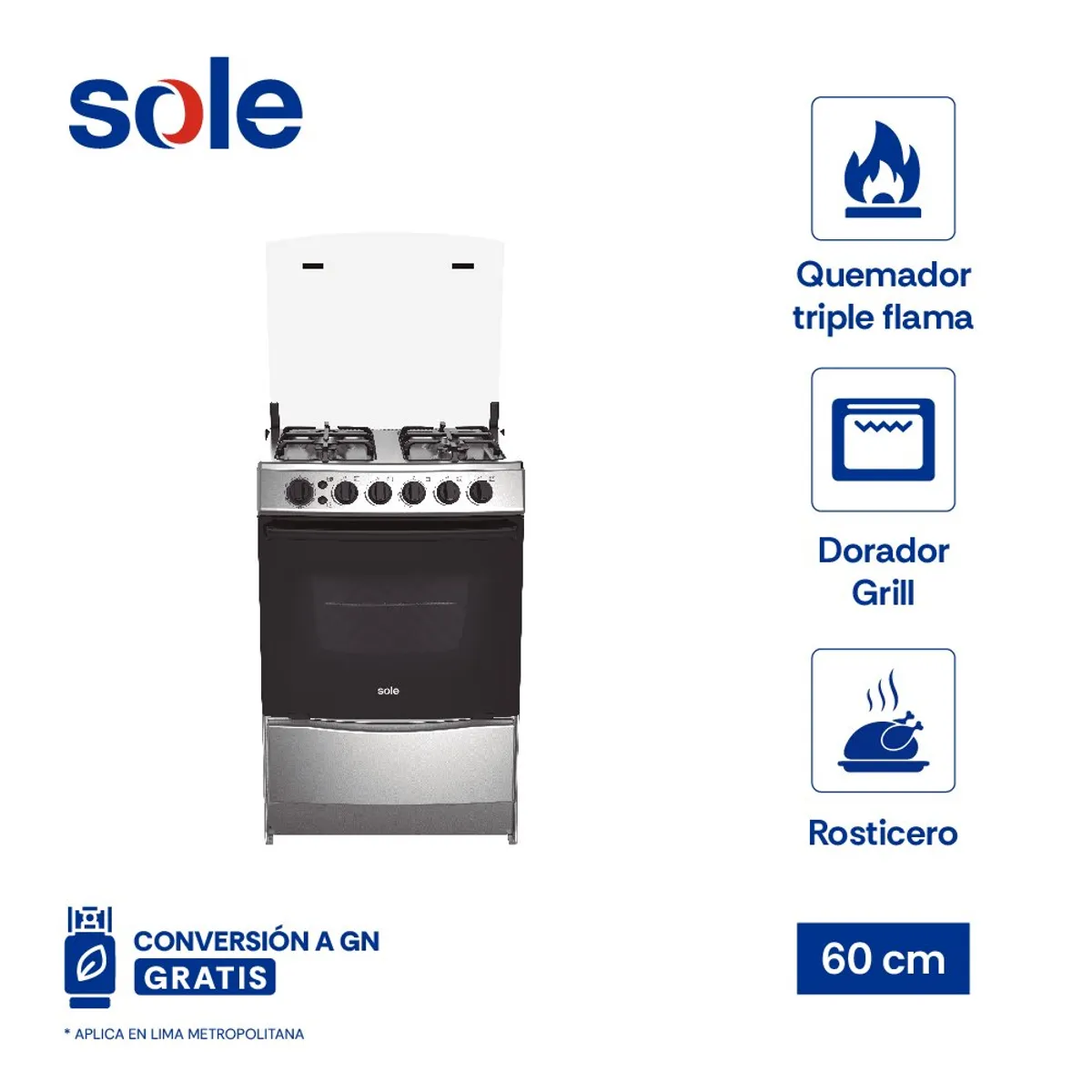 SOLE - Cocina De Pie Varadero GLP 60cm 4 Hornillas