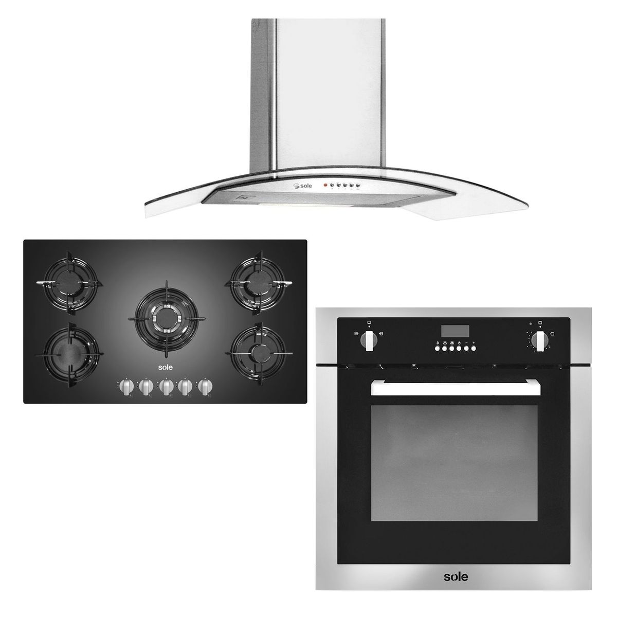 SOLE - Combo Cocina SOLCO033 + Campana TURE66CO + Horno a Gas SOLHO007