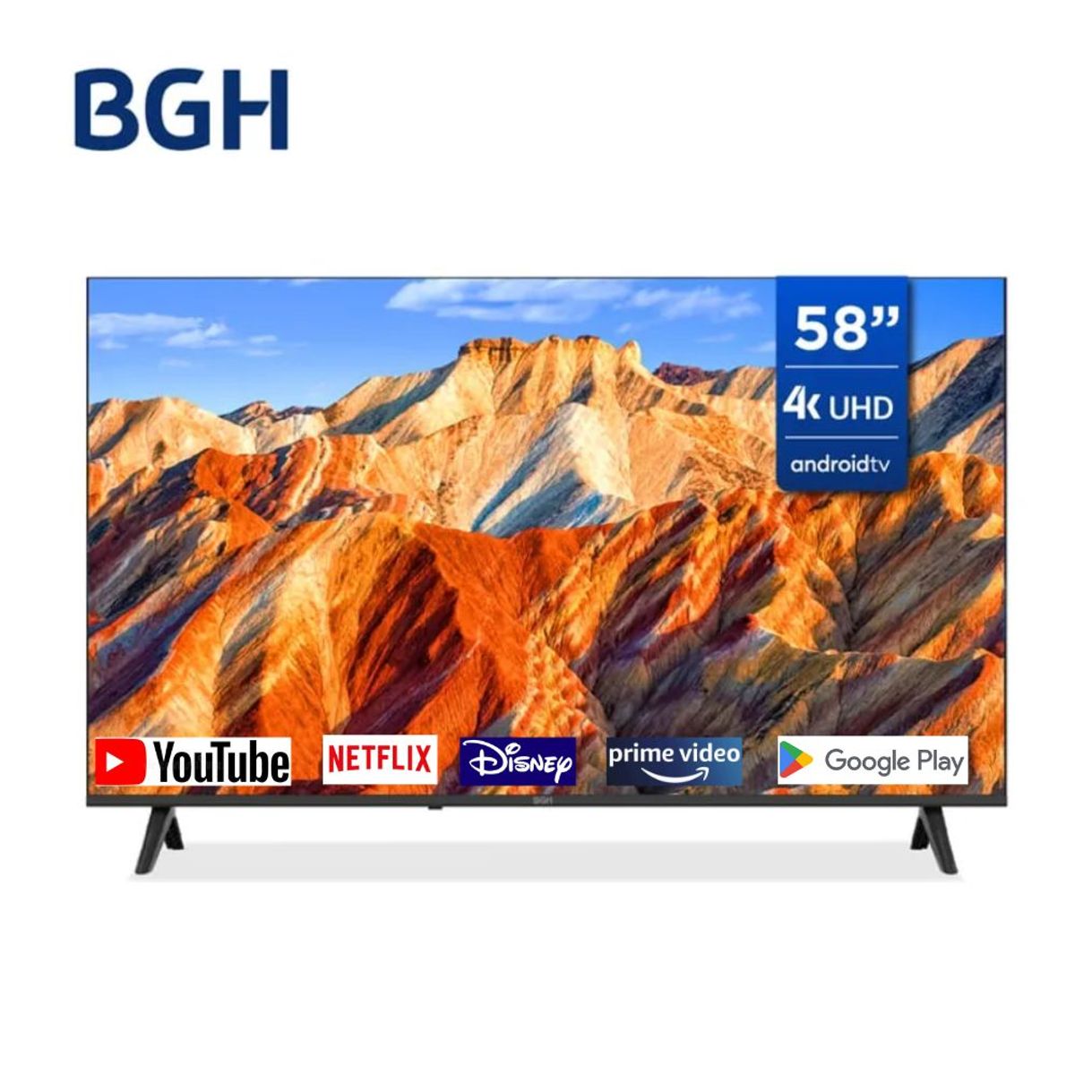 BGH - Televisor BGH 58 UHD 4K SMART TV Android TV sin bordes B5824UK6AIP