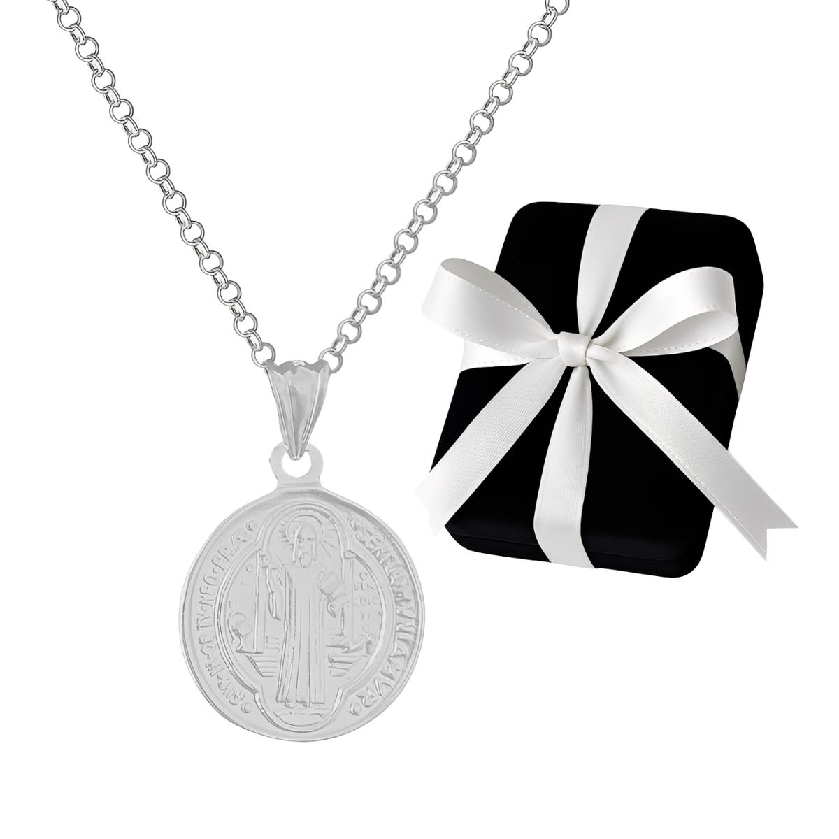 GENERICO - Collar San Benito Plata 925 Medalla Regalo Unisex