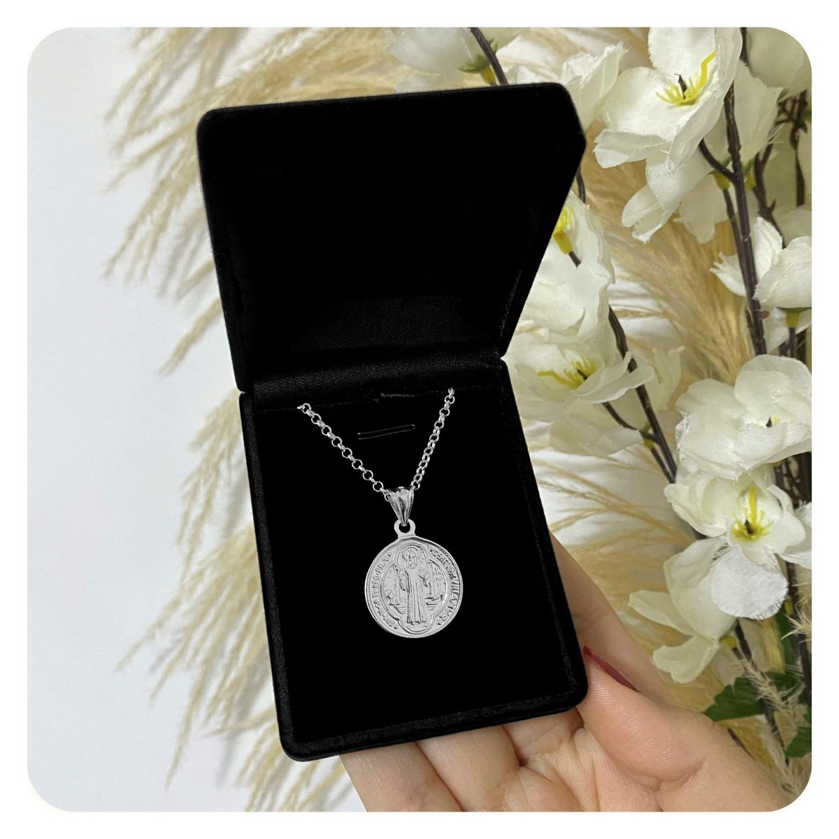 GENERICO - Collar San Benito Plata 925 Medalla Regalo Unisex