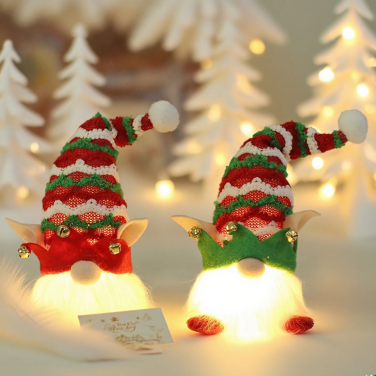 GENERICO - MUÑECO ELFO VERDE ROJO C LUZ PAR