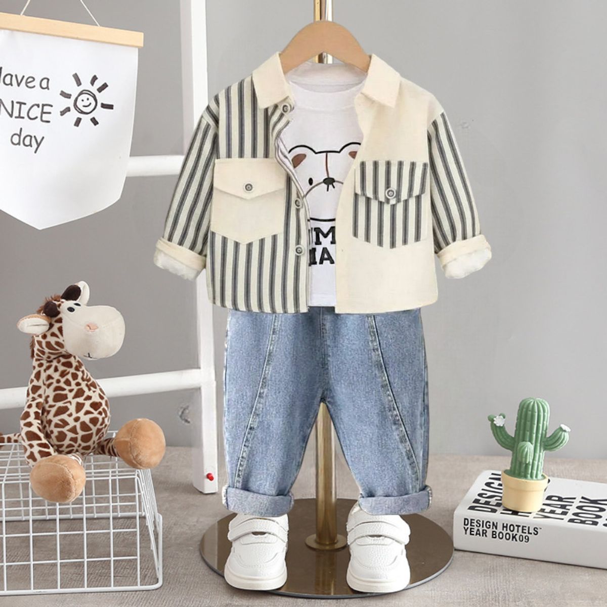 GENERICO - CONJUNTO DE NIÑO CAMISERA  ( SET DE 3 PIEZAS ) - MODA INFANTIL