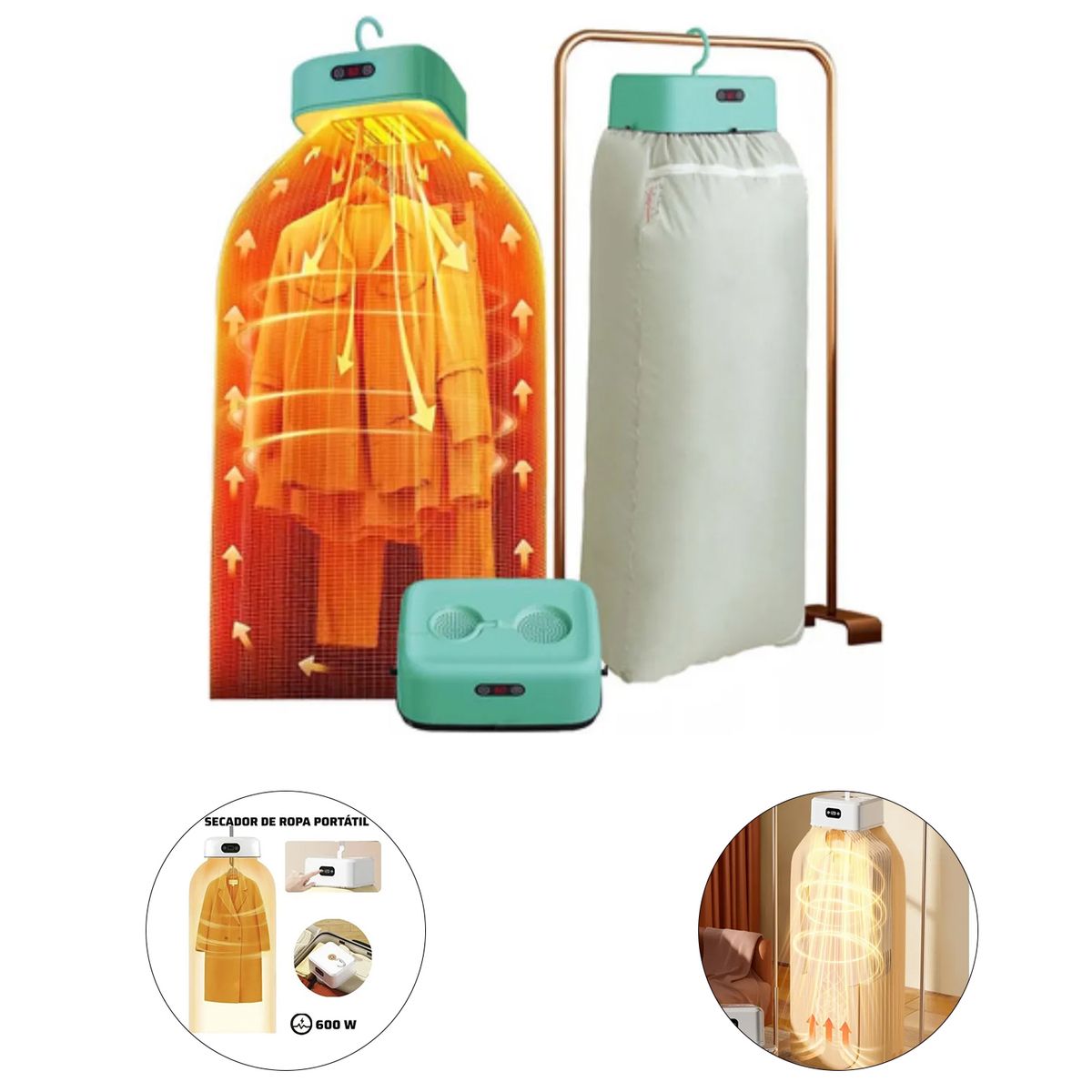 GENERICO - Secador de Ropa Plegable y Portátil de 600W  — Dile Adios al tendedero y mal clima - Verde