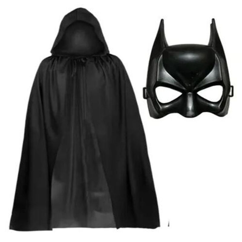 GENERICO - Disfraz Capa y Máscara Negra Tipo Murciélago batman generico - Cosplay Superhéroe TALLA M