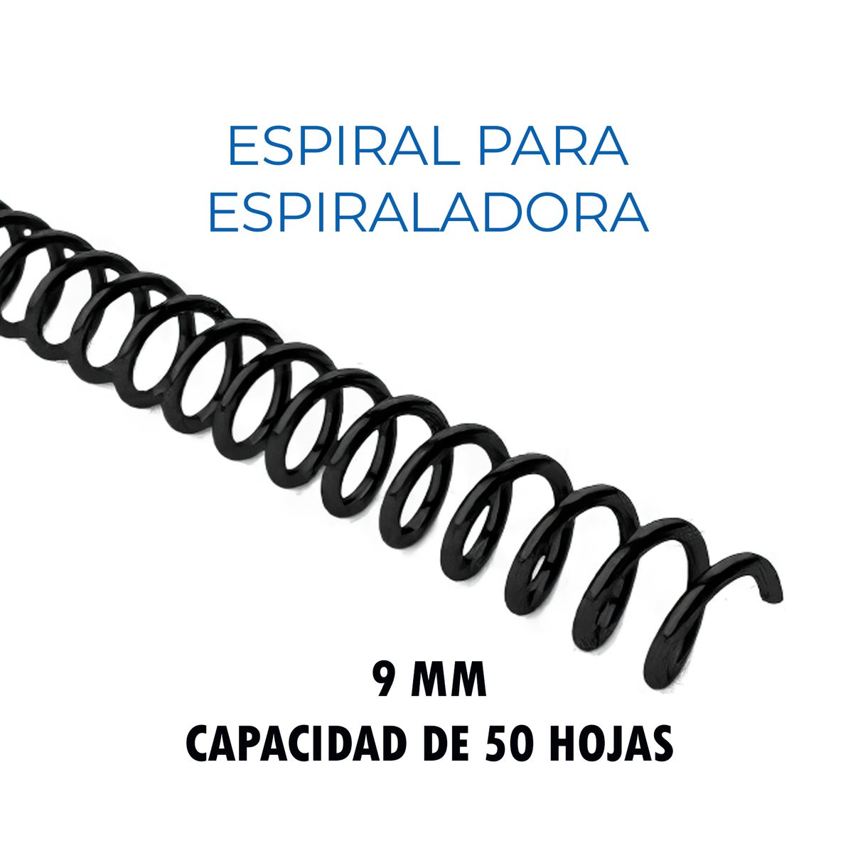GENERICO - Espiral para Espiraladora de 9MM (50 Hojas) x 100