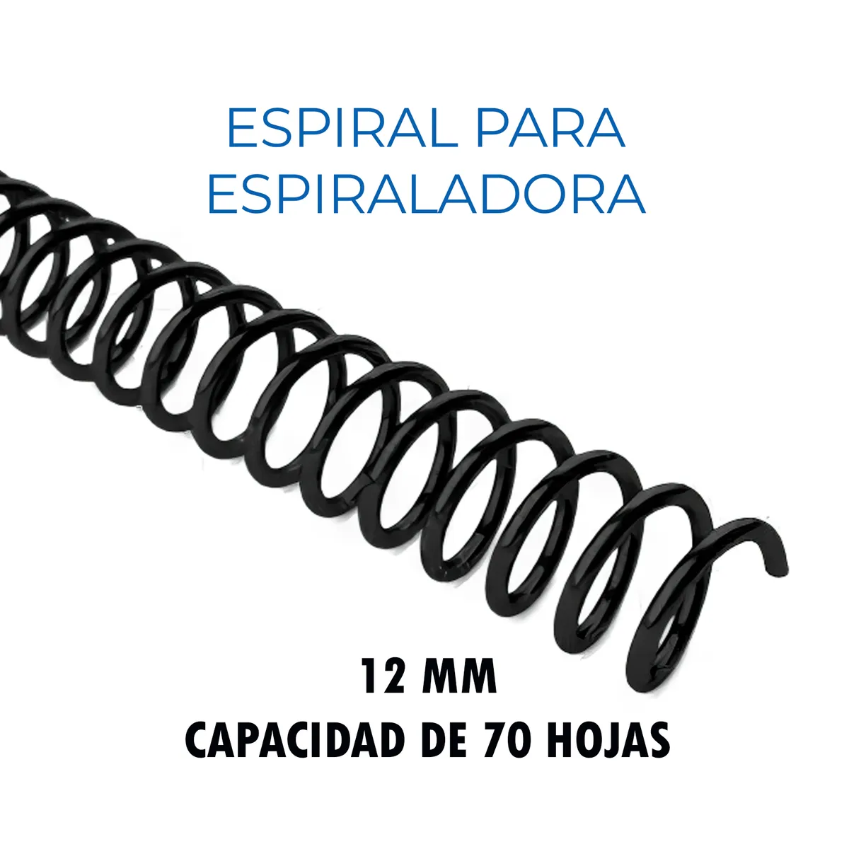 GENERICO - Espiral para Espiraladora de 12MM (70 Hojas) x 100