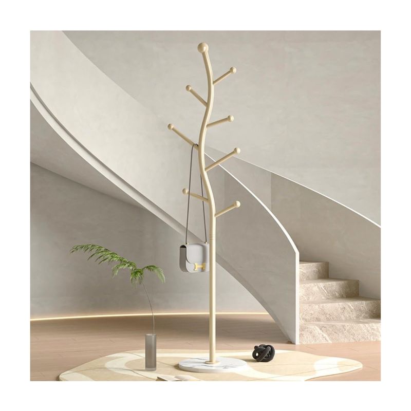 EVERSO - Perchero Colgador De Pie Ropa Con 8 Ganchos Y Bandeja 178cm Blanco