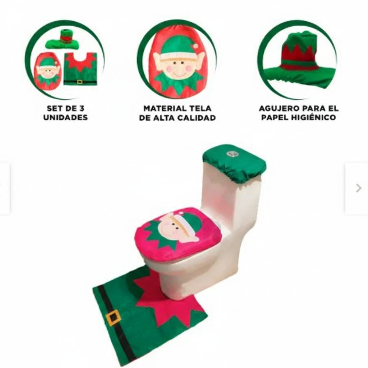 GENERICO - Set de 3 piezas de baño de Navidad