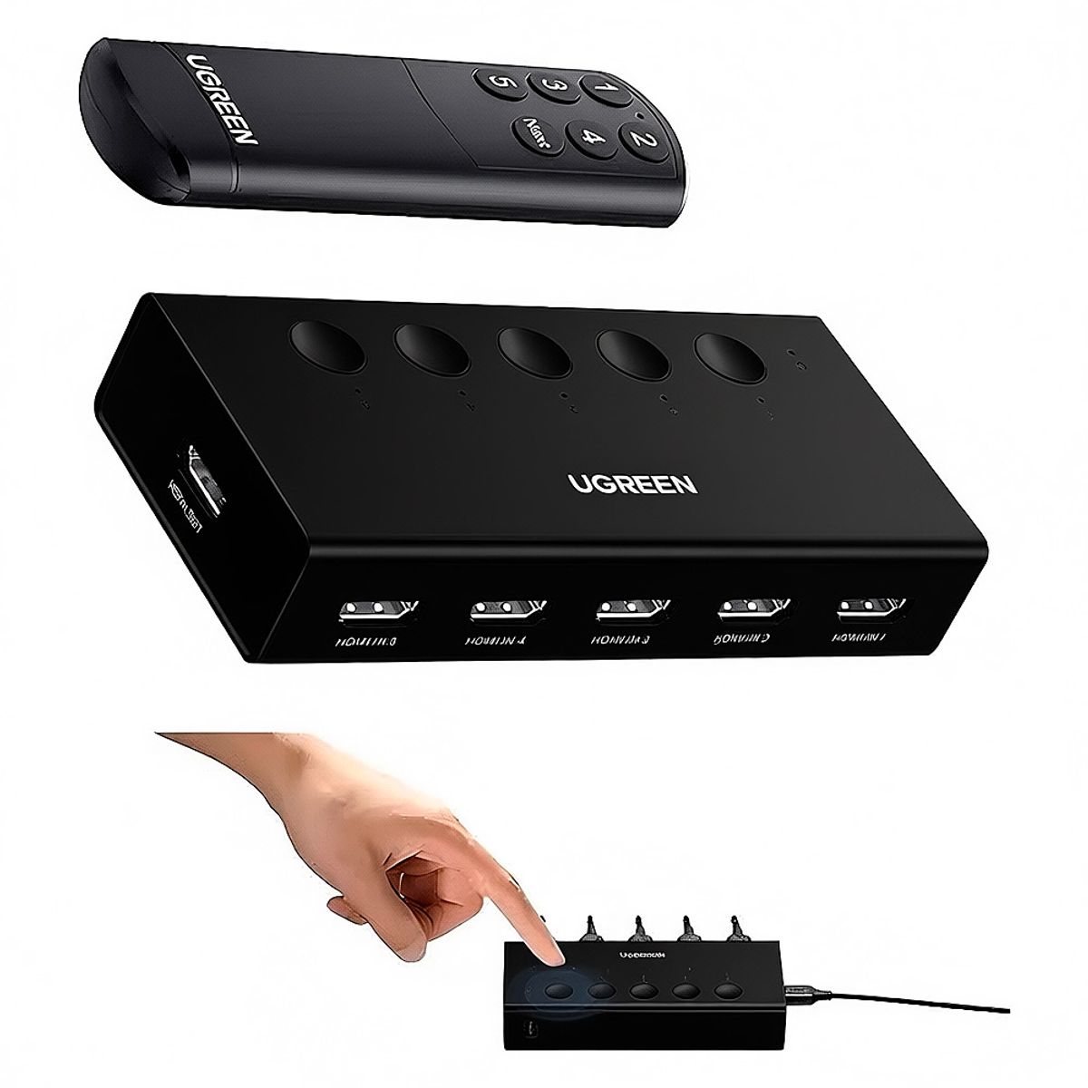 UGREEN - Switch Ugreen Cm568 Adaptador Hdmi 5 En 1 Resolución 4k@60hz