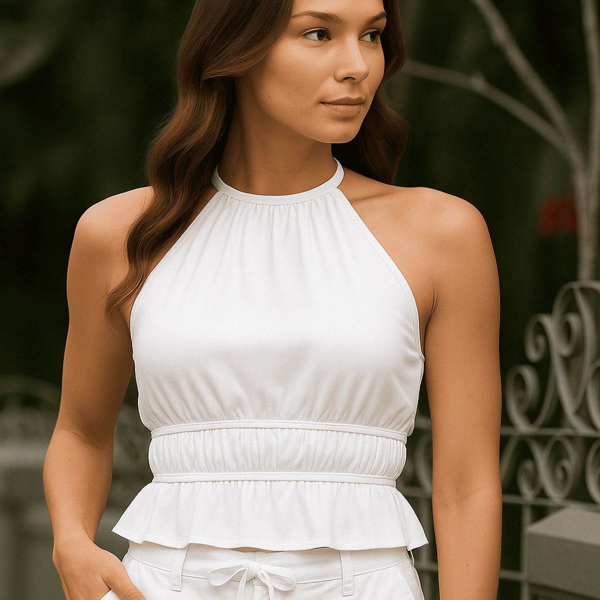 AMA OUTFITTERS - TOP LUPE HALTHER DRAPEADO DE LYCRA