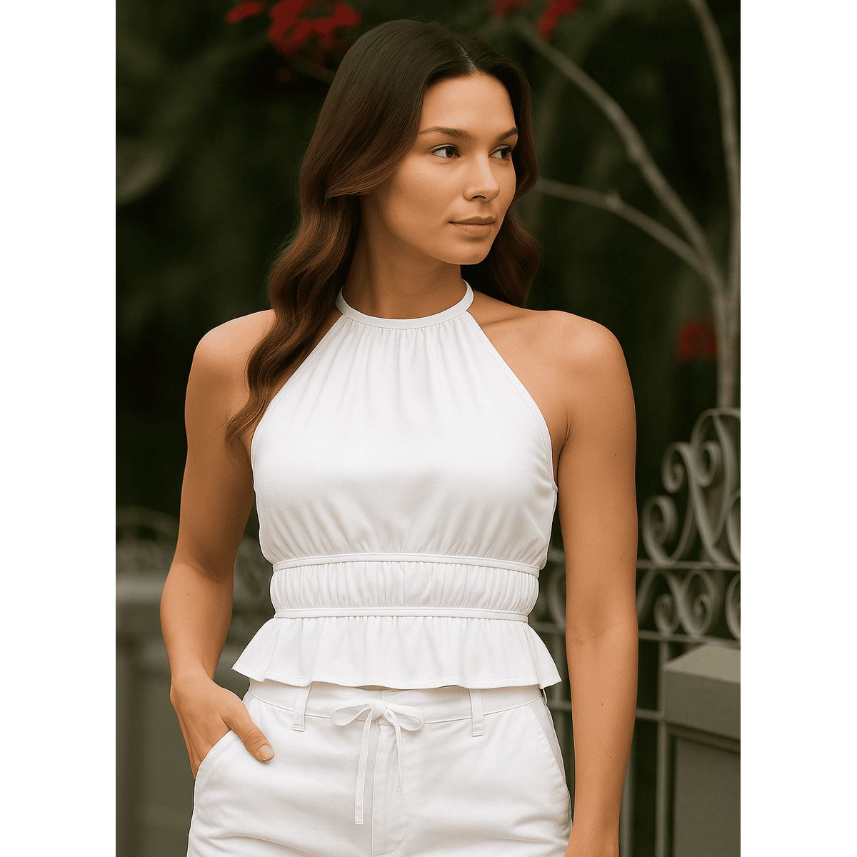 AMA OUTFITTERS - TOP LUPE HALTHER DRAPEADO DE LYCRA