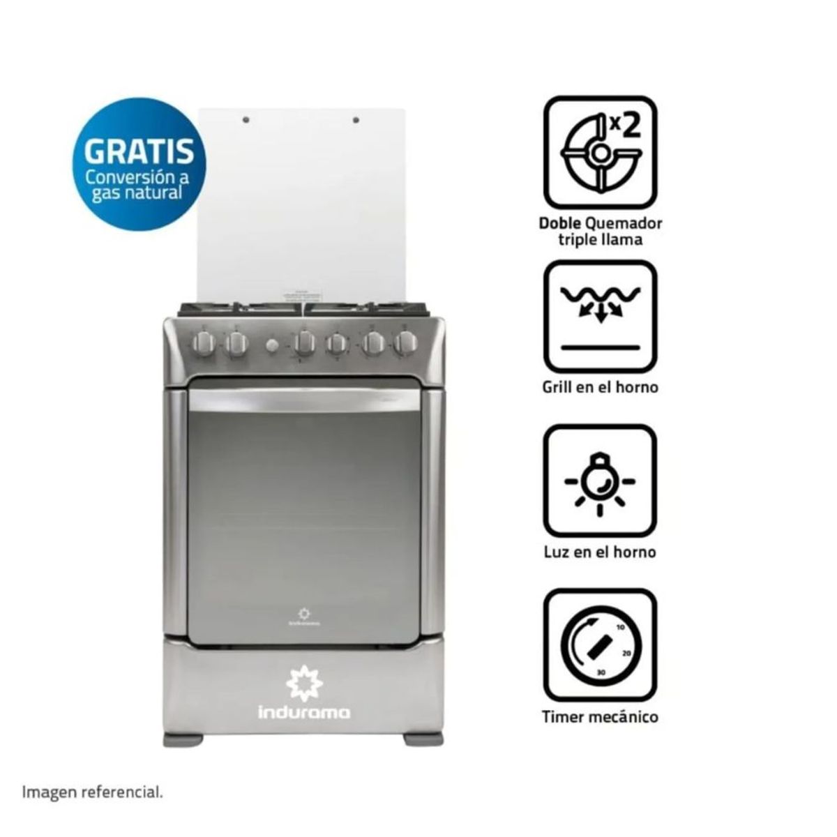 INDURAMA - Cocina Indurama a Gas 4 Hornillas Vercelli Zafiro Croma