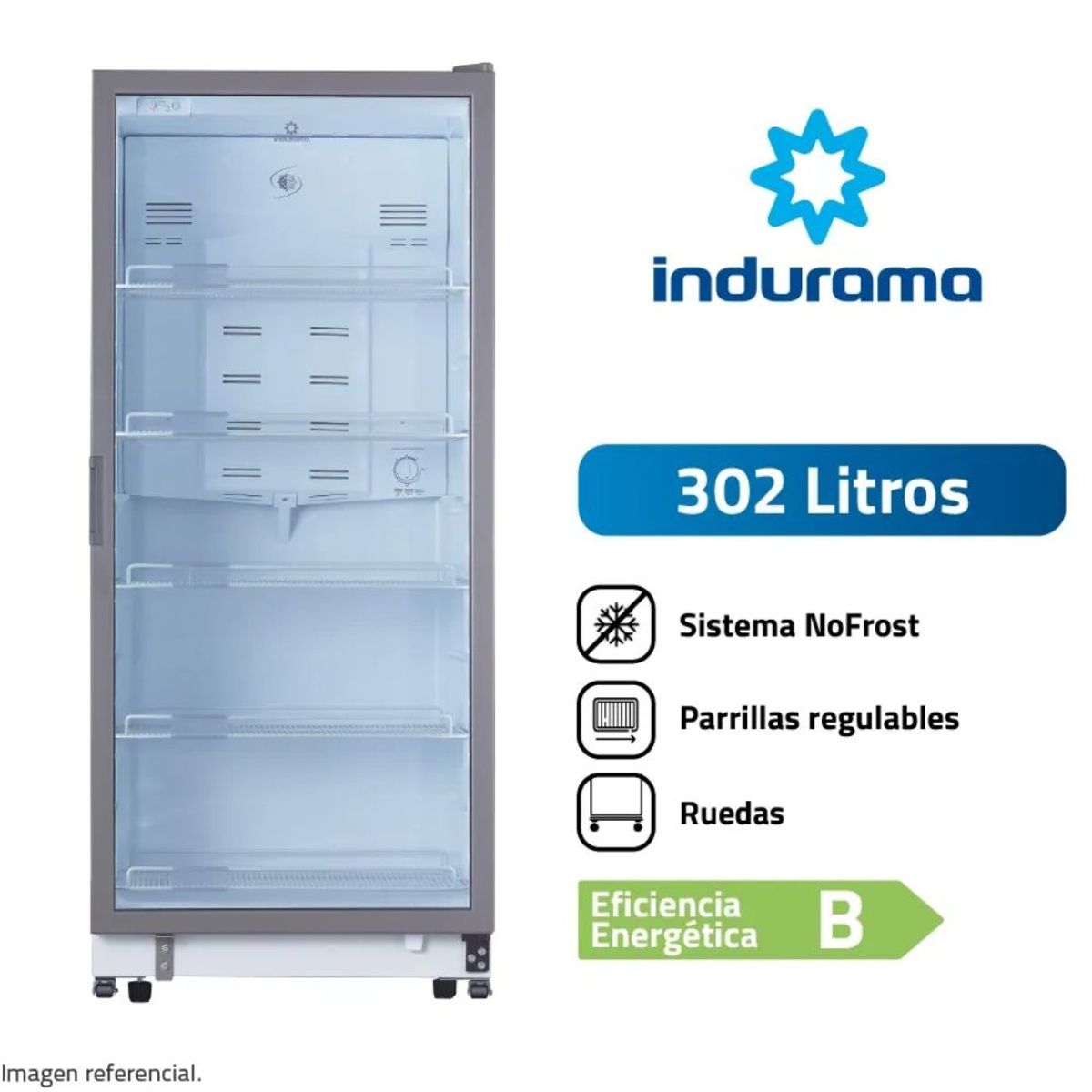 INDURAMA - Exhibidor Indurama Vertical 302Lt No Frost VFV-520  - Blanco