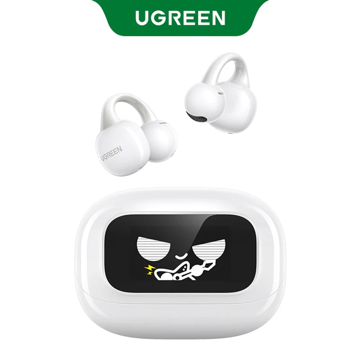 UGREEN - Audifono UGREEN Clipbuds Deportivo Bluetooth 5,4 con Pantalla y Estuche Interactivo