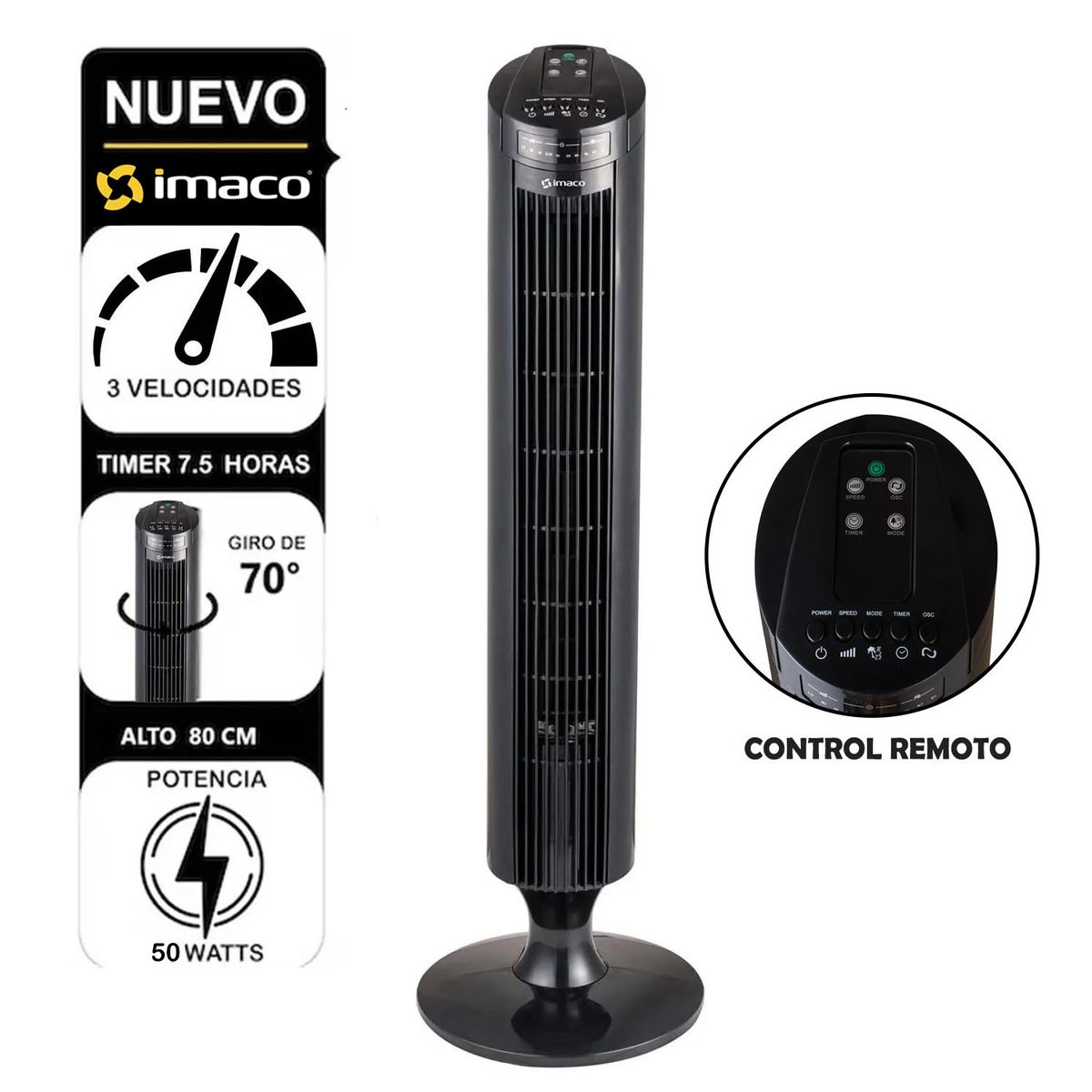 IMACO - Ventilador Torre Imaco C Control Remoto TF3645 50W