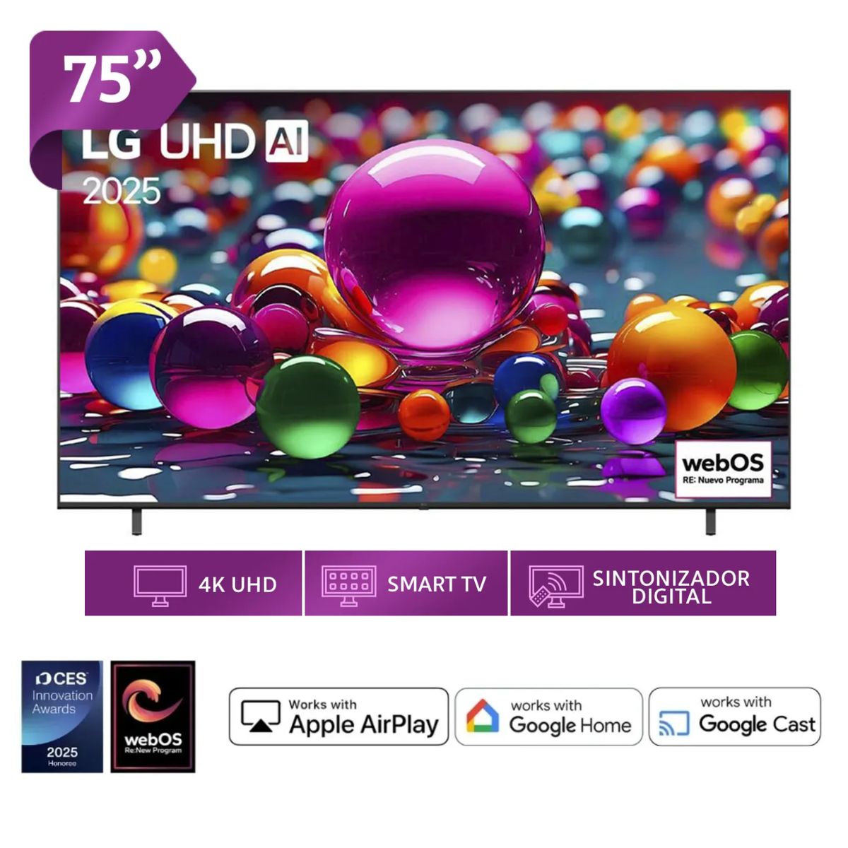 LG - Televisor LG 75 UHD 4K Smart TV ThinQ AI 75UA8000PSA 2025