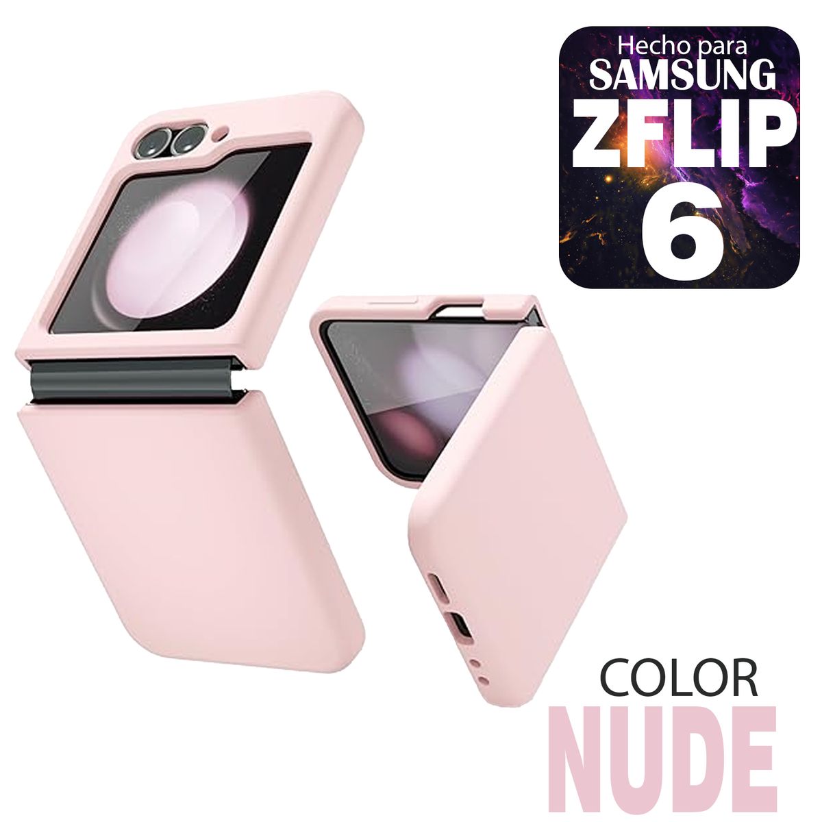 GENERICO - Silicone Case Compatible para Samsung Zflip 6 Nude