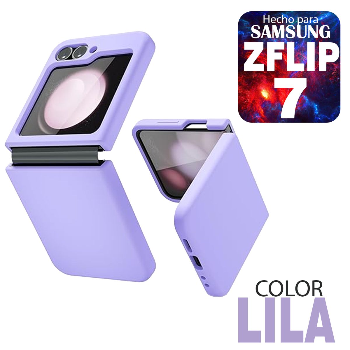 GENERICO - Silicone Case Compatible para Samsung Zflip 7 Lila