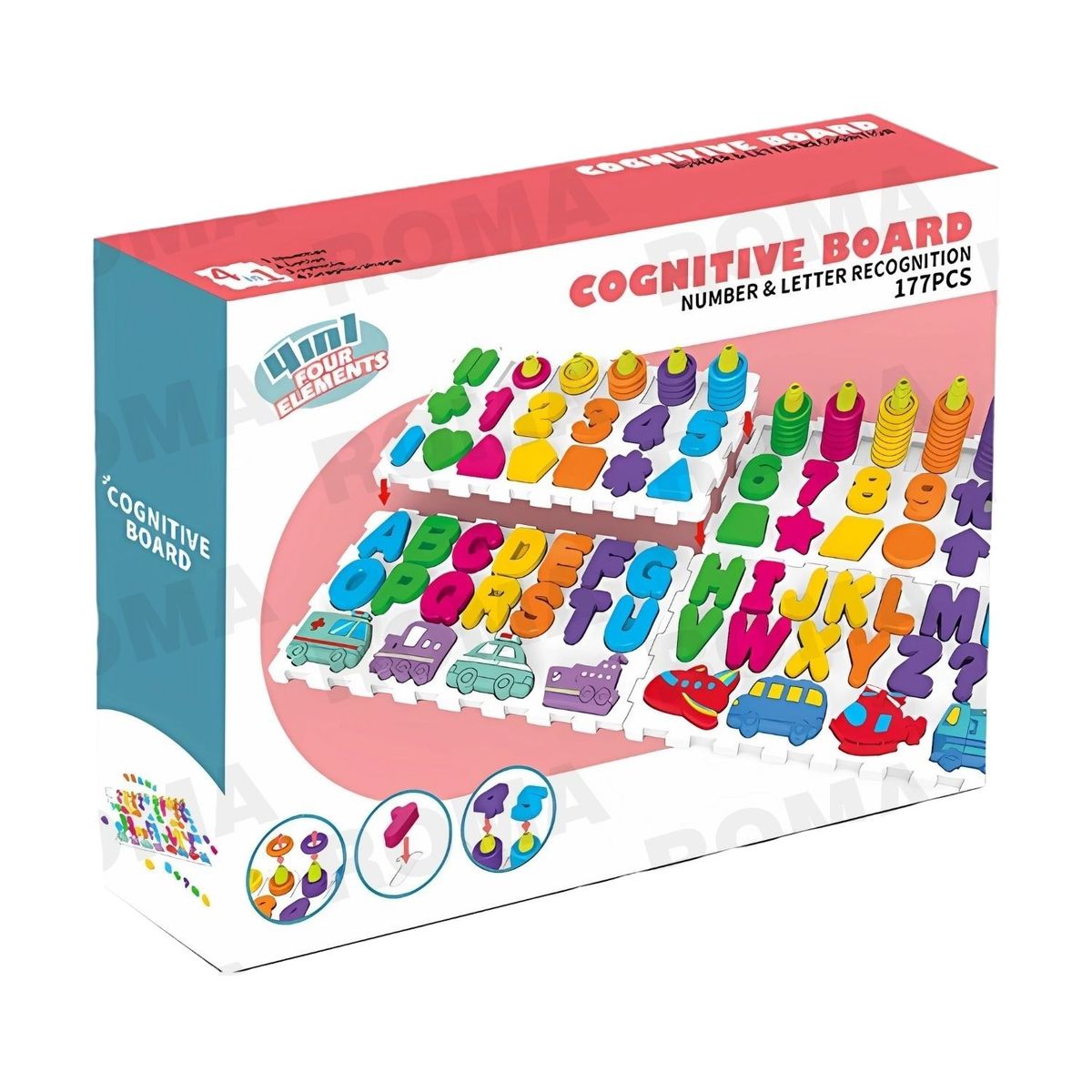 GENERICO - TABLERO EDUCATIVO NÚMEROS LETRAS Y FIGURAS 177 PIEZAS