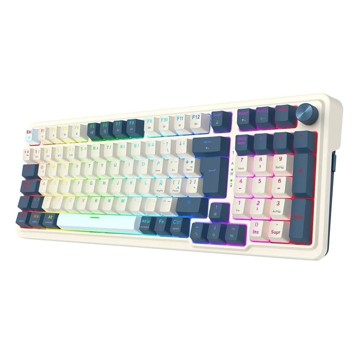 REDRAGON - Teclado Mecánico Inalámbrico Redragon Eisa Pro K686 RGB Azul y Blanco Español SP