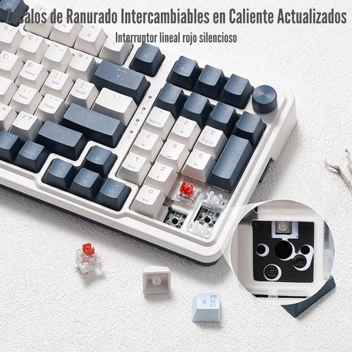 REDRAGON - Teclado Mecánico Inalámbrico Redragon Eisa Pro K686 RGB Azul y Blanco Español SP
