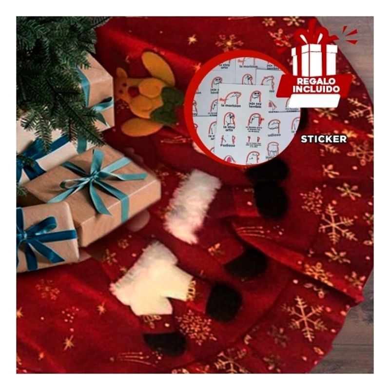 GENERICO - Piso para Arbol de Decoracion Rojo 80cm Y+Regalo Stickers