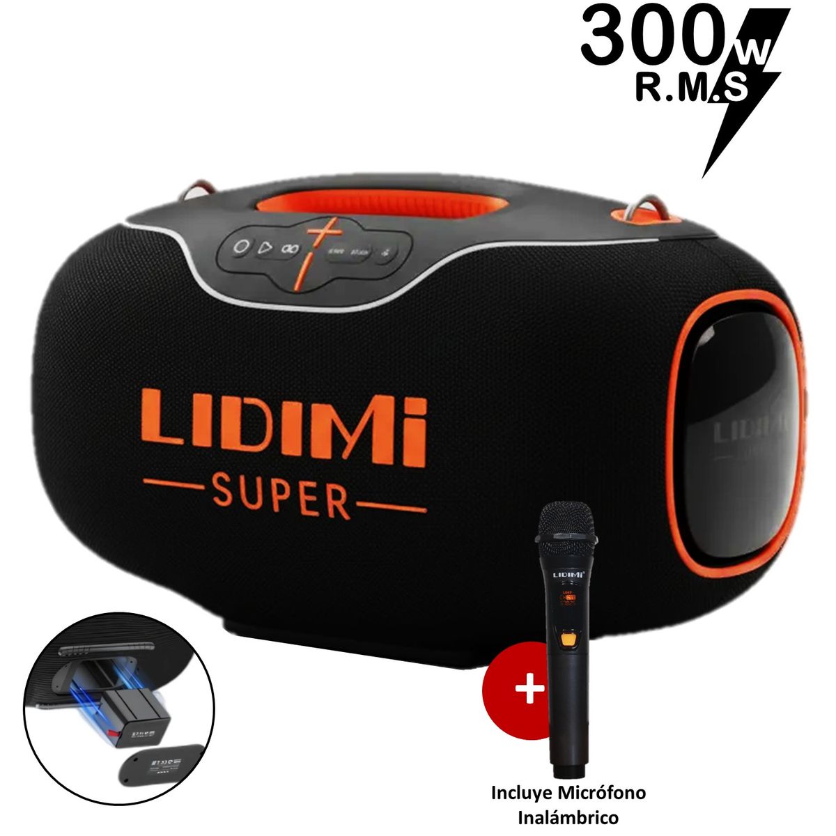 LIDIMI - Parlante Portátil Lidimi Super 300w D-S680 Bluetooth Usb + Micrófono