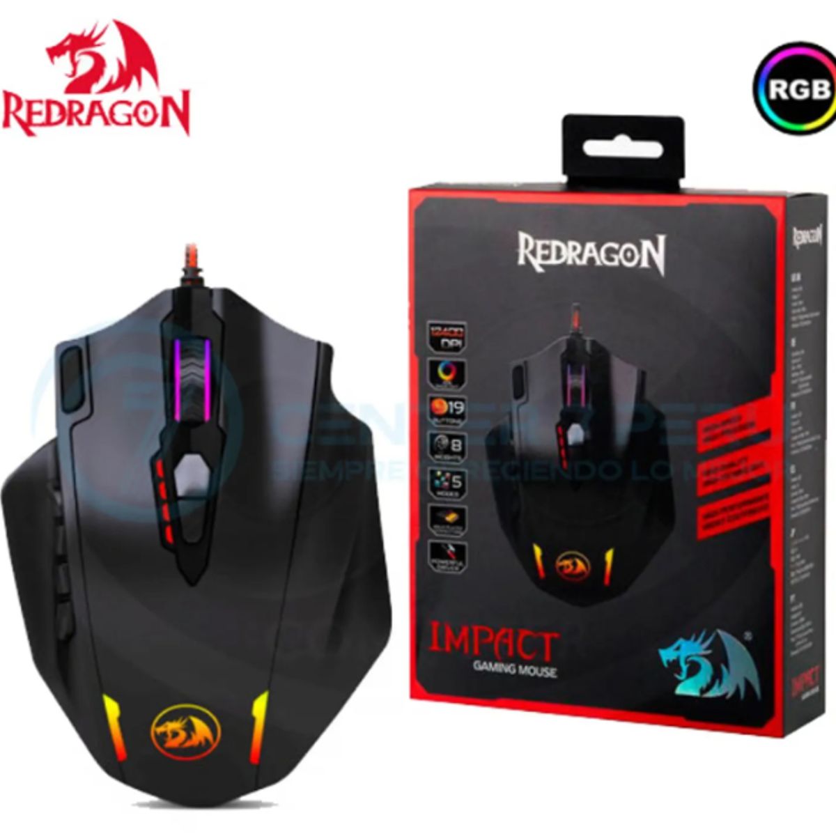 REDRAGON - Mouse Gamer Redragon Impact M908 Con 18 botones RGB