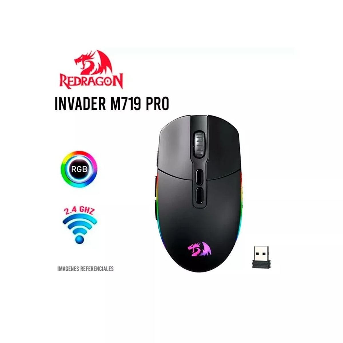 REDRAGON - Mouse Redragon INVADER PRO M719RGB Wireless BLACK