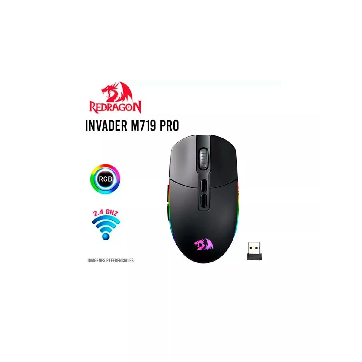 REDRAGON - Mouse Redragon INVADER PRO M719RGB Wireless BLACK