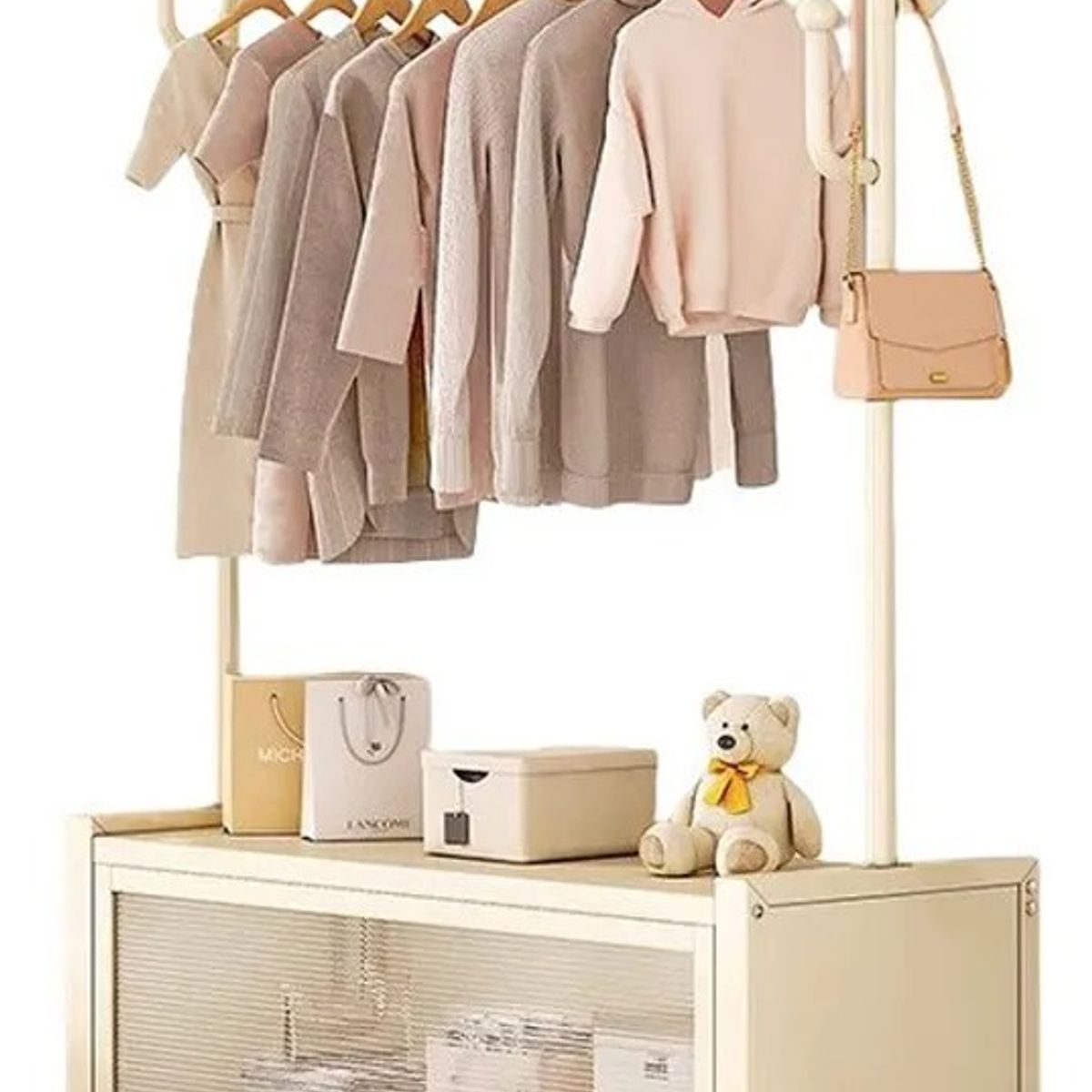 EVERSO - Perchero Organizador De Ropa Metal Con Ruedas Y Cajones